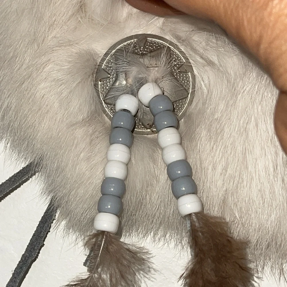 Handmade Dream Catcher Western home Decor Native American Leather Fur Feather
